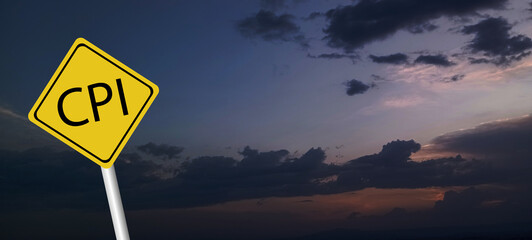 cpi consumer price index concept with big word or text and team people with modern flat style - vector