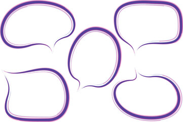bright pink purple artistic outline speech bubbles set