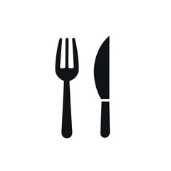 Minimalist Black and White Fork and Knife Icon – Simple Line Vector Illustration of Cutlery Symbol for Restaurant, Dining, Menu, or Kitchen Use – Isolated on White Background