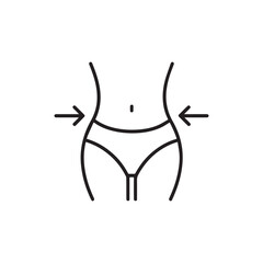 Slim Body Weight Loss Concept Visualized with Arrows Indicating Waist Reduction and Dieting for Healthy Lifestyle and Fitness