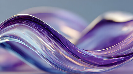 purple blue gradient background with flowing curves and abstract glass shapes