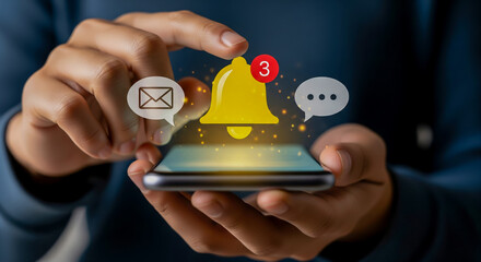 Person using a smartphone to view notifications including messages and alerts