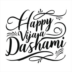 Happy Vijaya Dashami Calligraphy Design,Elegant Vijaya Dashami Typography Vector,Handwritten Happy Vijaya Dashami Greeting,Black and White Vijaya Dashami Lettering Art,Festive Vijaya Dashami Text