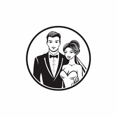Groom and bride logo vector. Wedding logo design template isolated on white background.