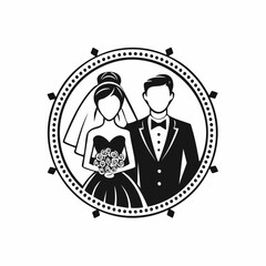 Groom and bride logo vector. Wedding logo design template isolated on white background.