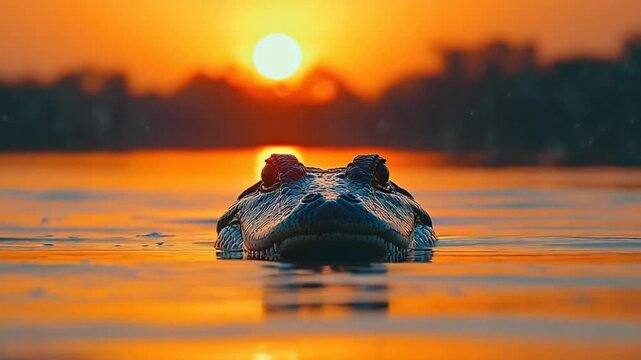  gharial close-up at chambal river sunset video