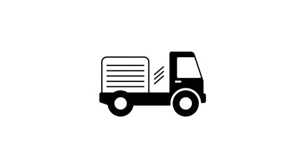 Fototapeta premium Black Silhouette of a Delivery Truck Icon – Representing Logistics, Shipping, and Transportation Services.