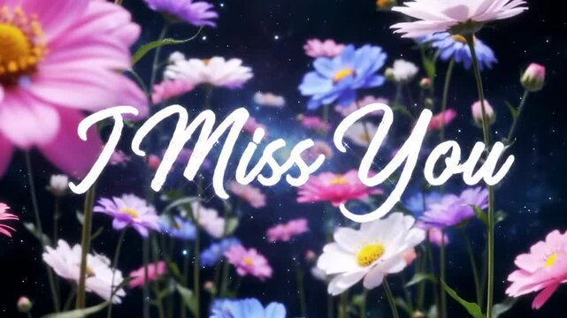 Beautiful colorful flowers background for i miss you message romantic floral design