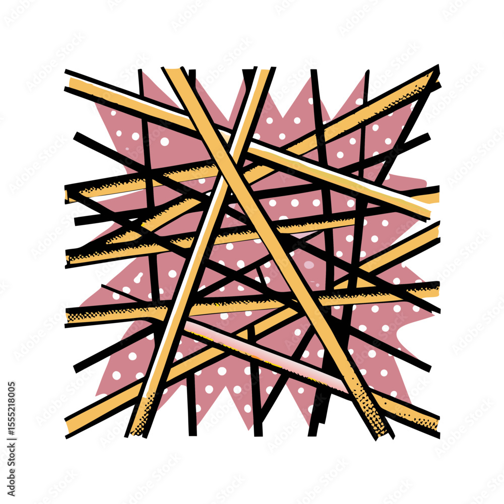 Aufkleber isolated vector image of intersecting lines in comic book style, pop art on transparent background