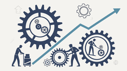 Teamwork and Growth Interconnected Gears and Progress.