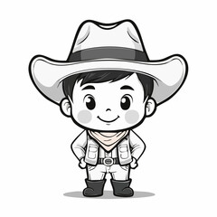 Cute cowboy kid character image vector isolated on white background.
