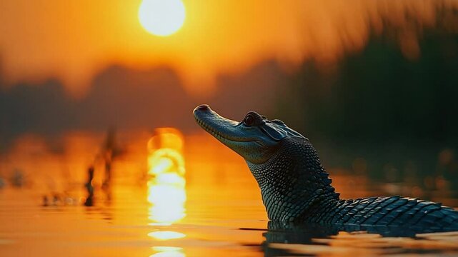  gharial close-up at chambal river sunset video