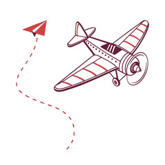 paper plane vector icon on white background