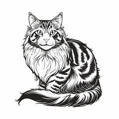 Norwegian Forest Cat Vector Image isolated on white background.