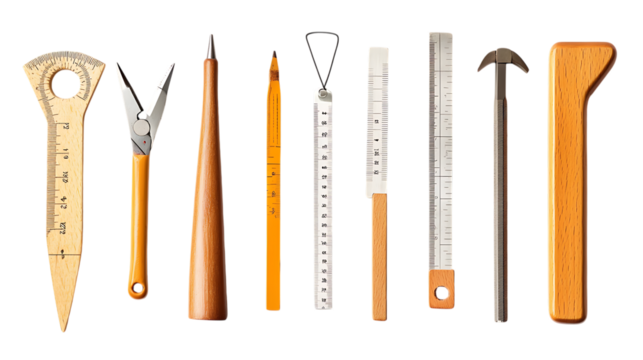 set of tools isolated on white background