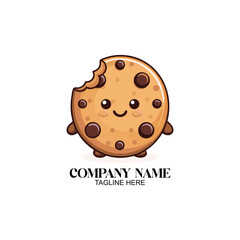 Cheerful Cookie Mascot: An adorable, animated cookie with a friendly smile, showcasing a delightful, playful character in a bright, eye-catching design, with a creative brand-able concept.