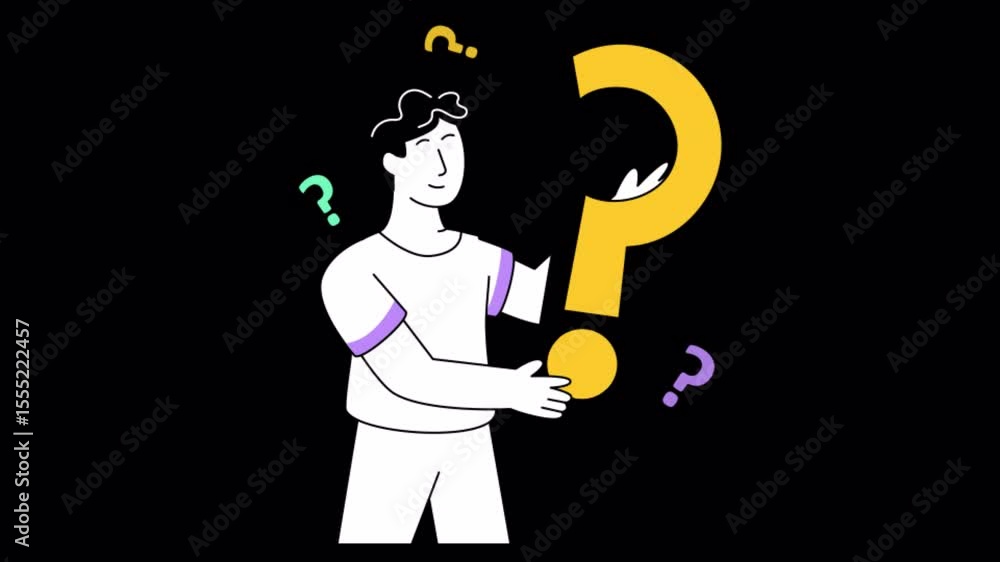Poster faq 2d animation on transparent background