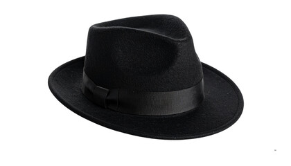 Classic Black Fedora Hat with Satin Ribbon &ndash; Isolated on White Background