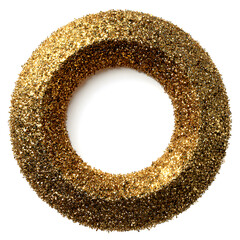Glittering gold circle frame isolated on white background perfect for designs and announcements