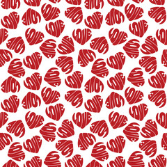 Heart pattern red love vector seamless design textile fabric wrapping paper valentine white bg