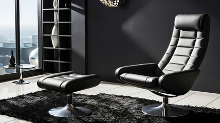 Contemporary chair and ottoman set in modern living room