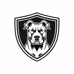 Pitbull Dog Shield Logo Design Vector Isolated on White Background.