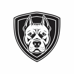 Pitbull Dog Shield Logo Design Vector Isolated on White Background.