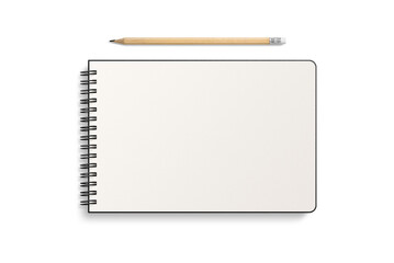 Spiral bound notebook mockup template with black paper cover isolated on a transparent background, PNG. High resolution.