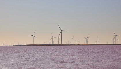 Offshore Wind Turbines Pink Salt Lake