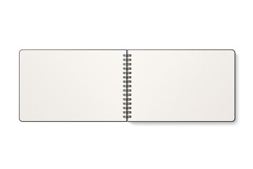 Spiral bound notebook mockup template with black paper cover isolated on a transparent background, PNG. High resolution.