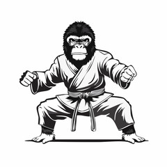 Gorilla Judo Fighter in Kimono Showcasing Strength and Technique image vector
