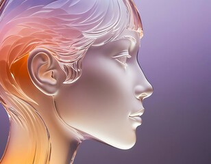 Transparent silhouette of a woman's head with the thought of a landscape