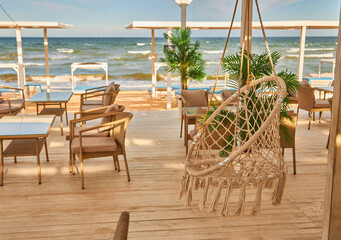 Bohemian Beach Cafe with Hanging Chair