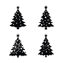 set of christmas trees