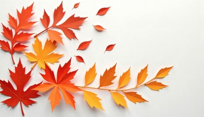 Fototapeta premium Autumn Maple Leaves: Vibrant Paper Cut Foliage on a Clean White Background