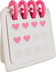 3D pink heart stamp calender
