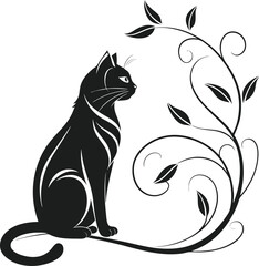 Stylized Minimal Cat Silhouette Illustration on White Background for Logo Design Pet Care Marketing and Animal Welfare Projects