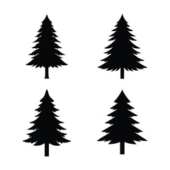 Obraz premium set of christmas trees silhouette on white background