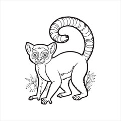 Ring Tailed Lemur Vector Illustration,Cartoon Lemur Animal Design,Cute Lemur Character Graphic,Lemur Side View Vector Art,Jungle Lemur Animal Drawing,Wildlife Lemur Cartoon Style,Lemur Mascot with 