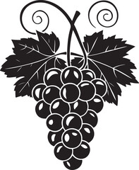 Black silhouette of grapes with leaves vector illustration