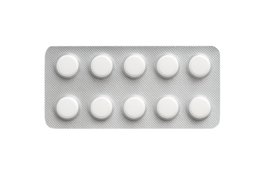 Pharmaceutical White Round Tablets in Aluminum Foil Pack