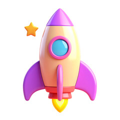Rocket ship launching on transparent background.