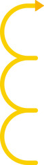 Arrow vector designed with three connected arch shapes creating a fluid directional path.