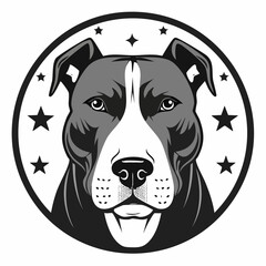 Pitbull Image Vector. Black and white Pitbull Illustration Vector on white background.