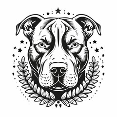 Pitbull Image Vector. Black and white Pitbull Illustration Vector on white background.