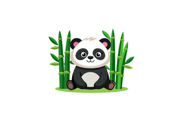 Naklejka premium panda with bamboo