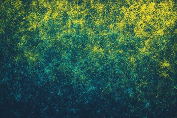 Abstract network of yellow and teal lines and dots on a dark blue background