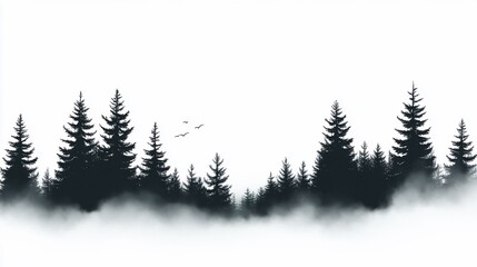 Fototapeta premium Misty forest silhouette