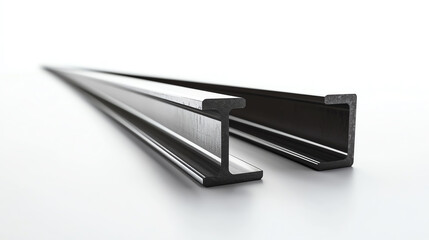 Uchannel steel profile with clean cut and symmetrical design, isolated on white background, industrial framing material