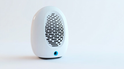 Ultrasonic pest repeller device with plugin feature, compact shape, white background, home maintenance electronics concept
